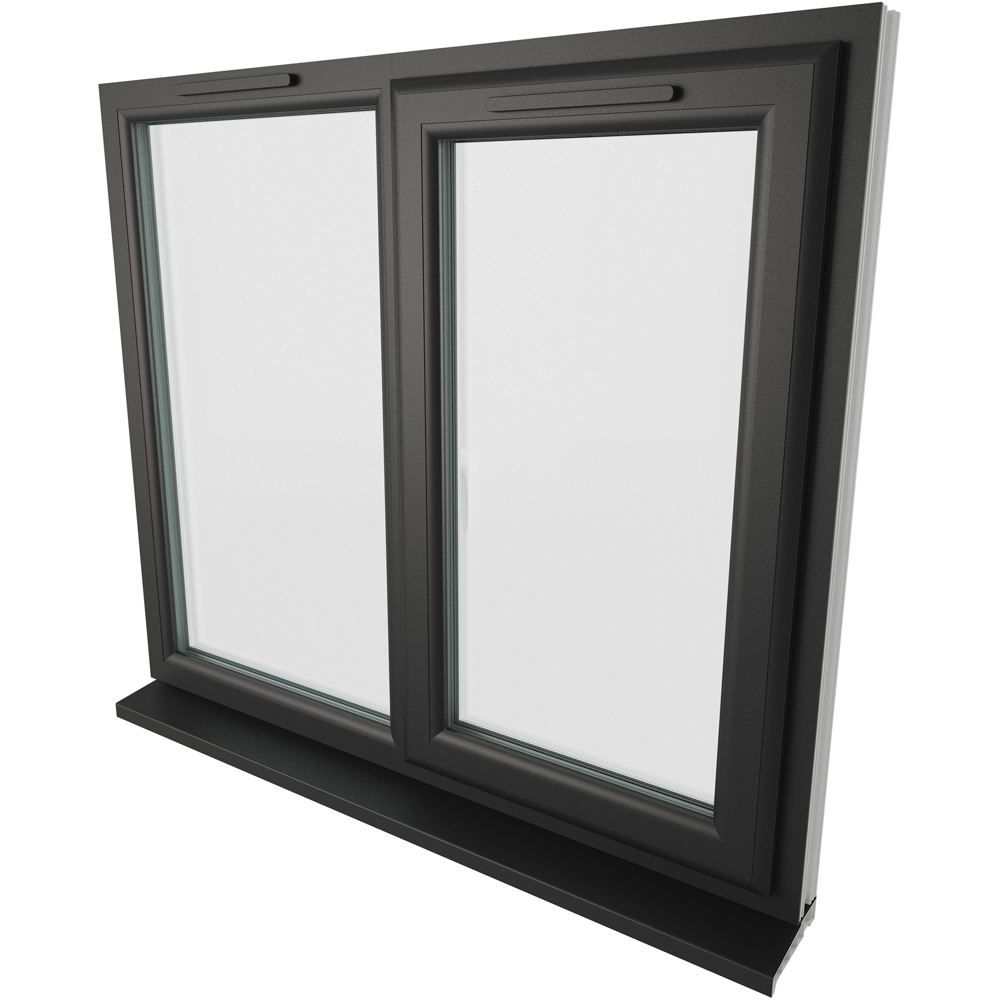 Crystal Black and White RH Side Hung Next to a Fixed Clear Double Glazed Window 1190 x 1190mm Image 4