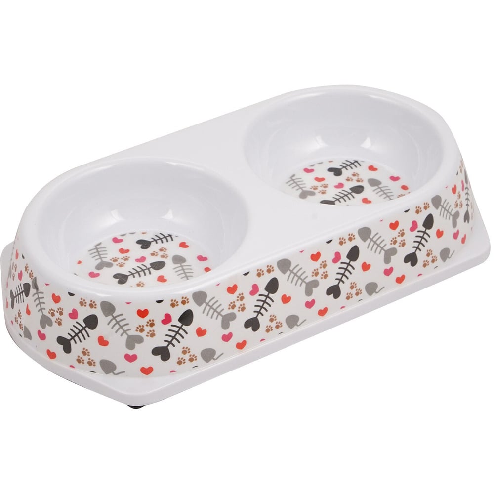 Melamine Double Cat Bowl - White Image