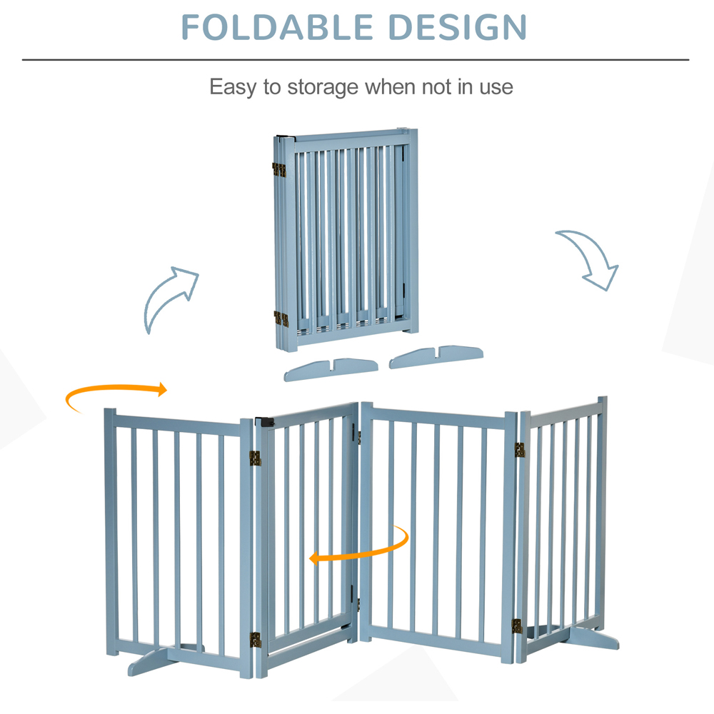 PawHut Blue Freestanding Pet Safety Gate with Support Feet Image 4