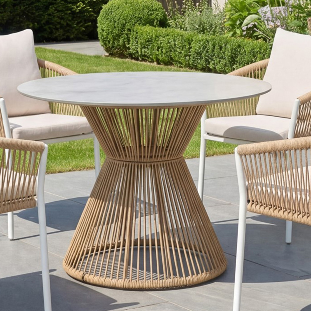 Artemis Home Bellvine 4 Seater White and Natural Patio Dining Set Image 3