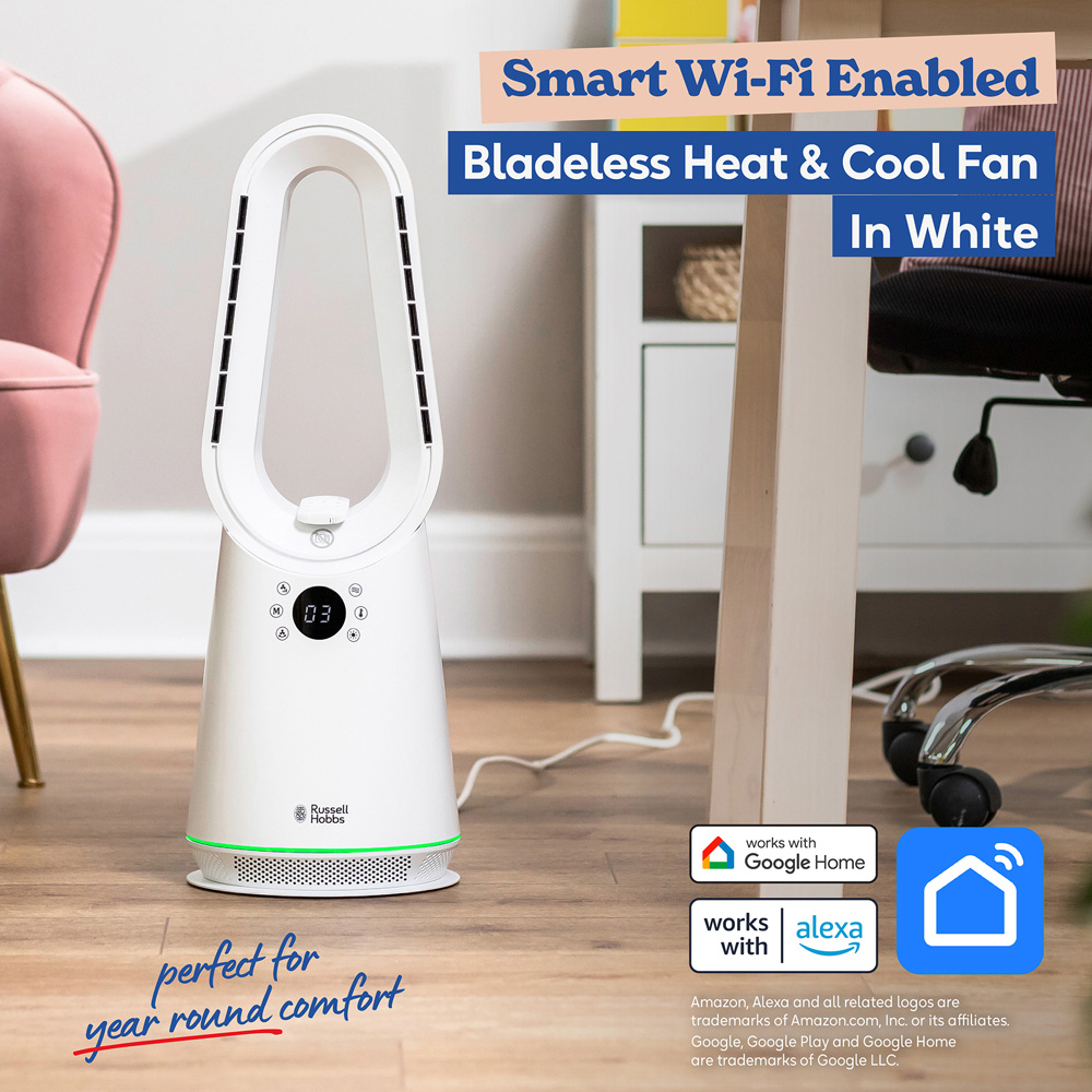 Russell Hobbs RHCBLDL3IN1W-SMT White Compact Smart Bladeless Heat and Cool Fan Image 4