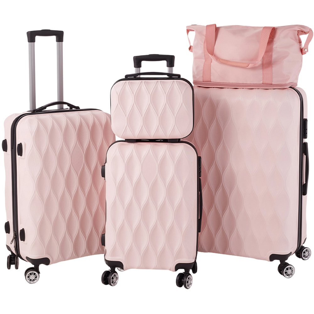 H&O Direct 5 Piece Pink Hard Shell Luggage Set with Duffel Bag Image 1