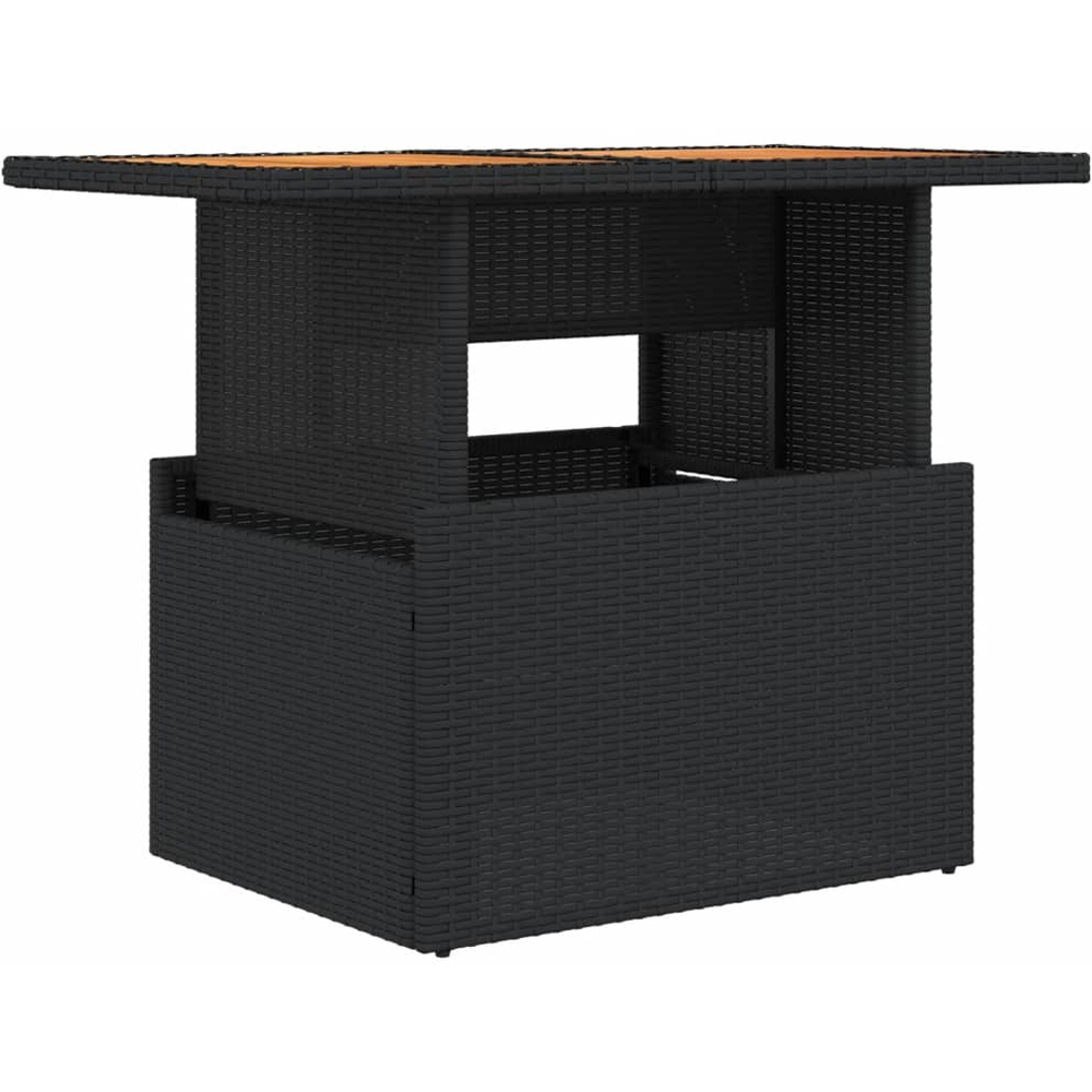 Walplus 2 Seater Black Poly Rattan Liftable Acacia Wood Top Convertible Garden Dining Table Image 2