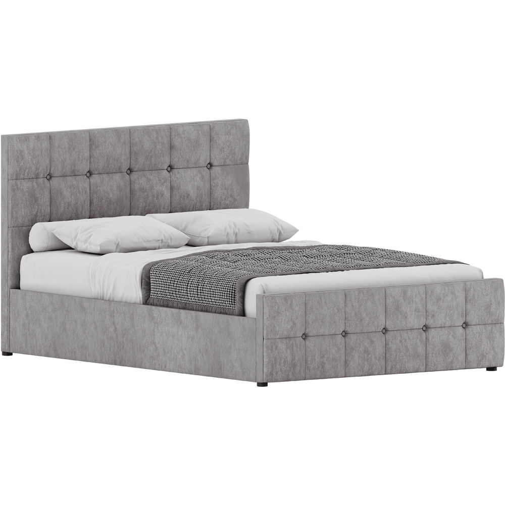 VIDA DESIGNS Valentina Double Silver Velvet Ottoman Bed with Gel Memory Foam Mattress Image 2