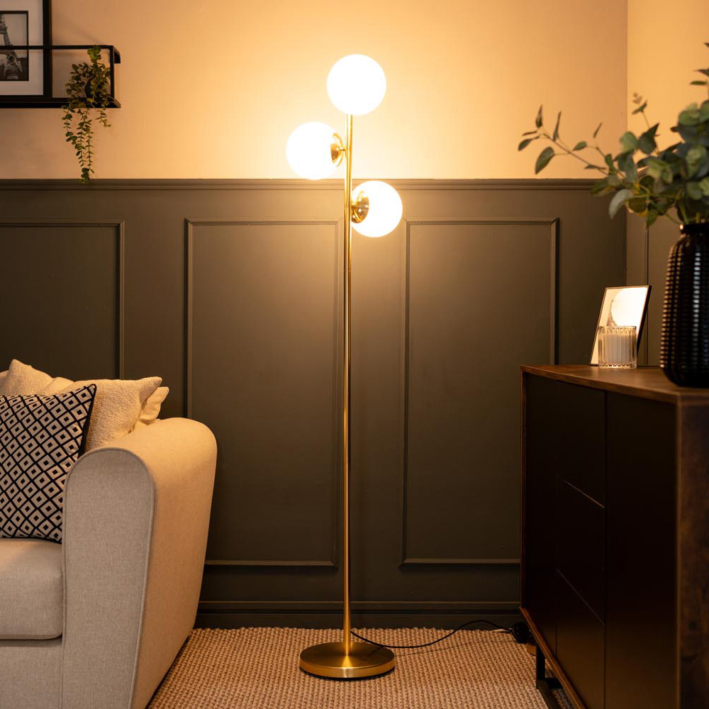 ValueLights Jas Brushed Gold Metal LED Floor Lamp Image 2