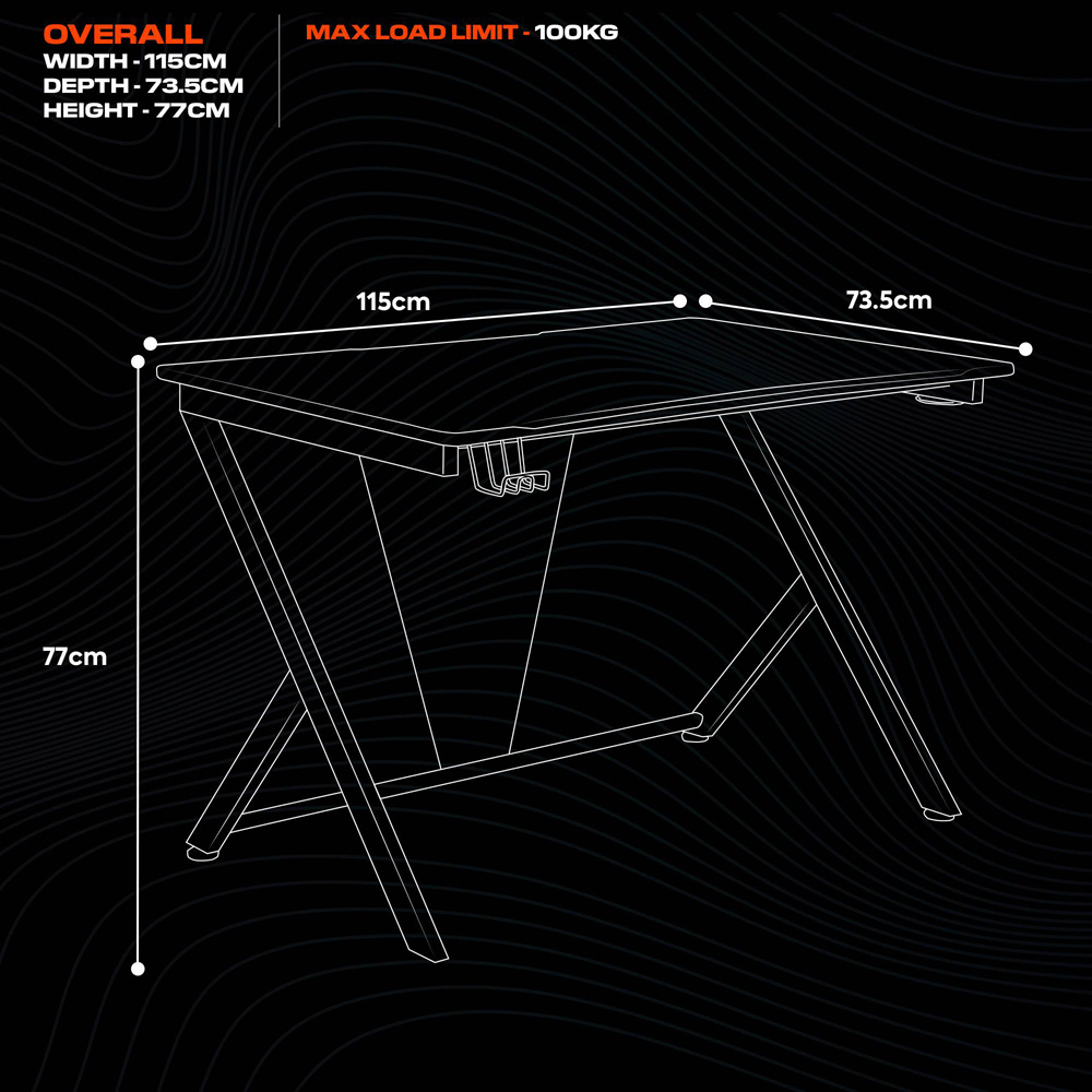 X Rocker Ocelot Black Gaming Desk with Mousepad Image 9