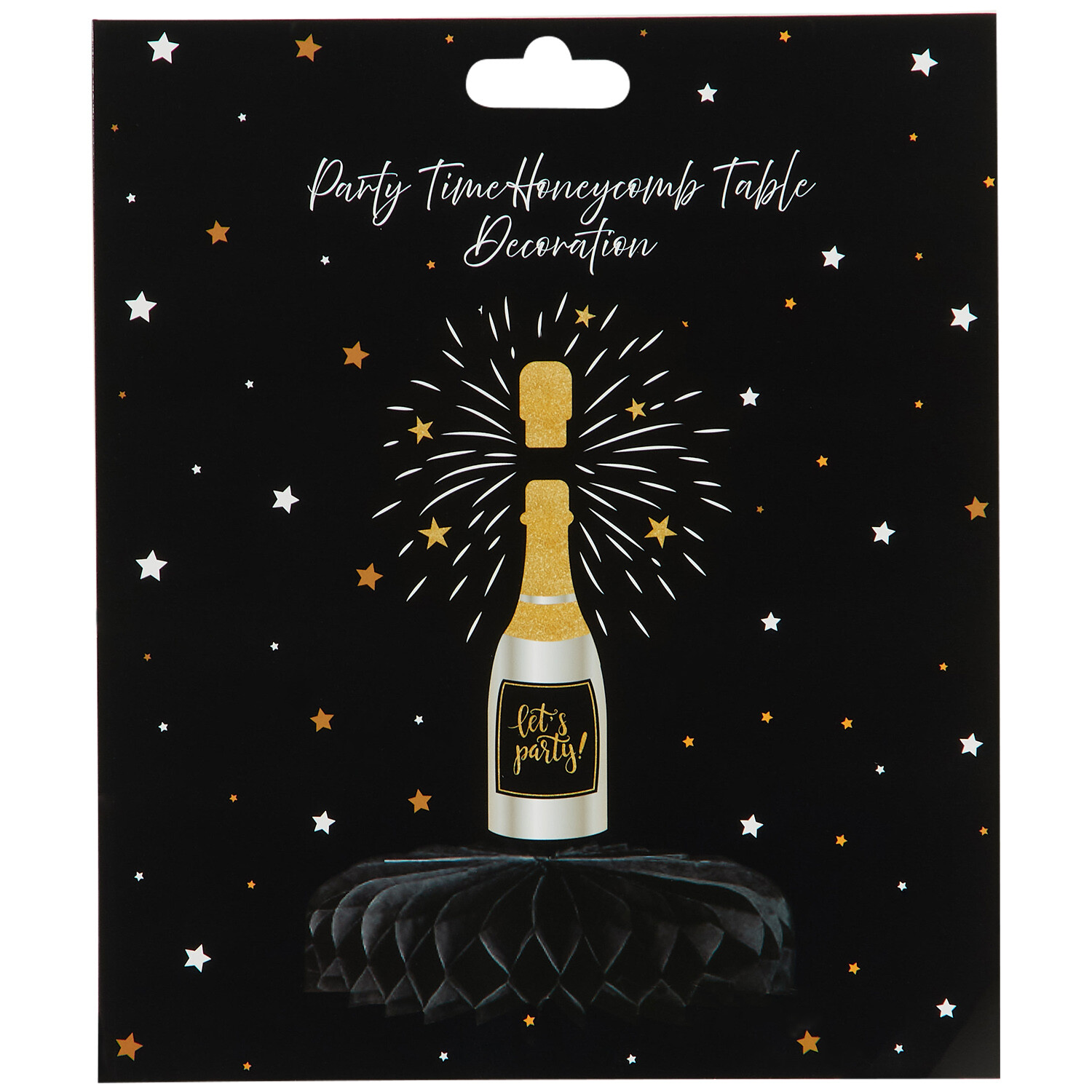 Party Time Black Honeycomb Table Decoration - Black and Gold Image 1