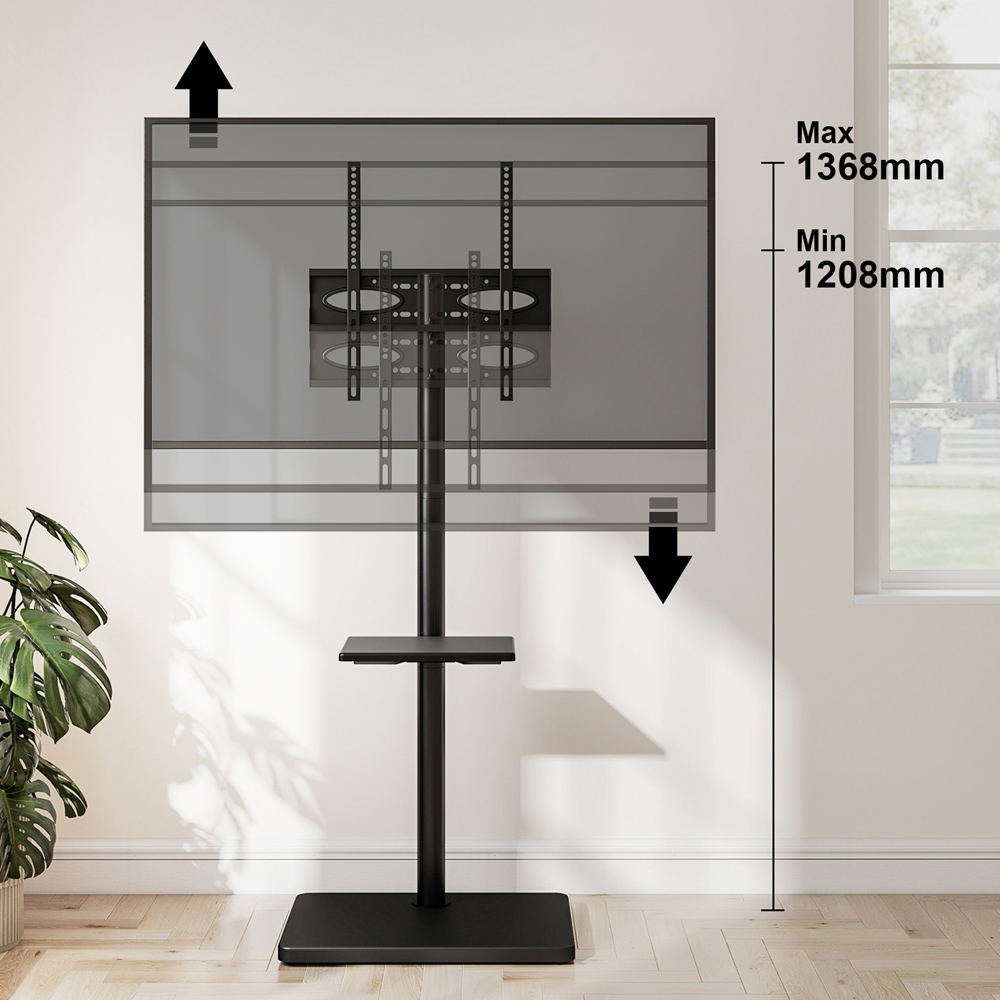 TTAP Black and Rectangular Black Base Single Shelf Floor Pedestal TV Stand Image 8
