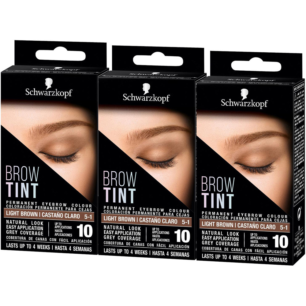 Schwarzkopf Brow Tint Professional Light Brown Permanent Eyebrow Colour 3 Pack Image 1