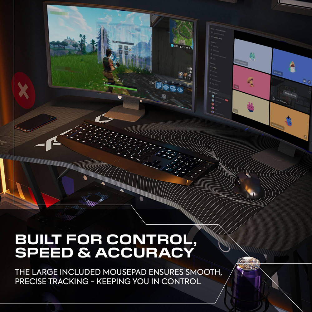 X Rocker Panther Evo Gaming Desk with Mousepad Black Image 4