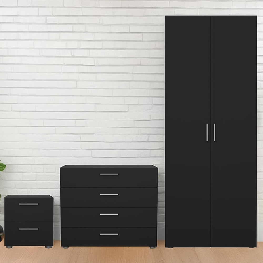 Florence Pepe Black 3 Piece Bedroom Furniture Set Image 1