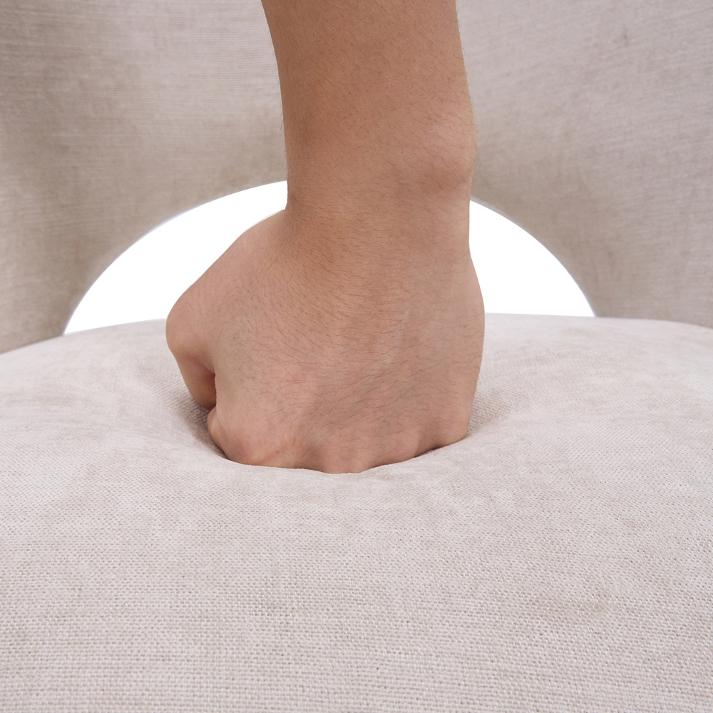 Living and Home Set of 2 Beige Chenille Curved Cutout Backrest Dining Chair Image 3