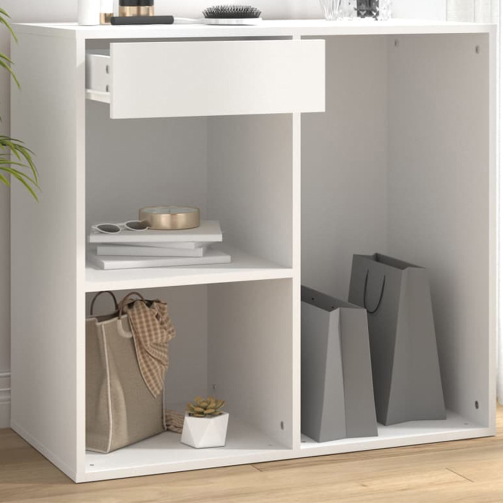 vidaXL Single Drawer 3 Shelf White Cosmetic Cabinet Image 1