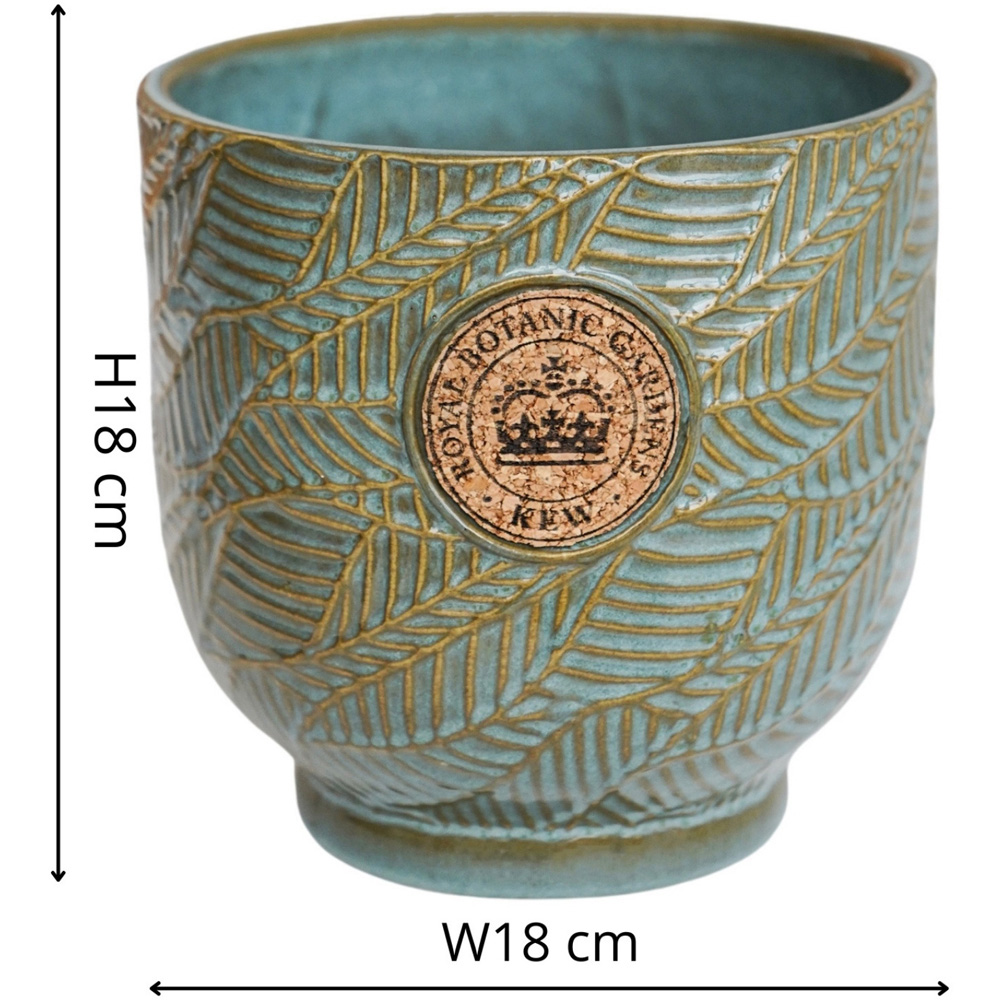 Ivyline Kew Moss Leaf Embossed Cork Reactive Glaze Indoor Planter 18cm Image 5