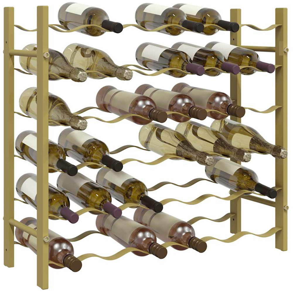 vidaXL 36 Bottle Gold Freestanding Wine Rack Image 3