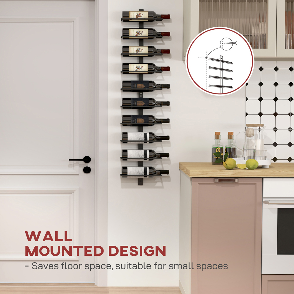 HOMCOM 10 Bottle Black Wall Mount Wine Rack Image 7