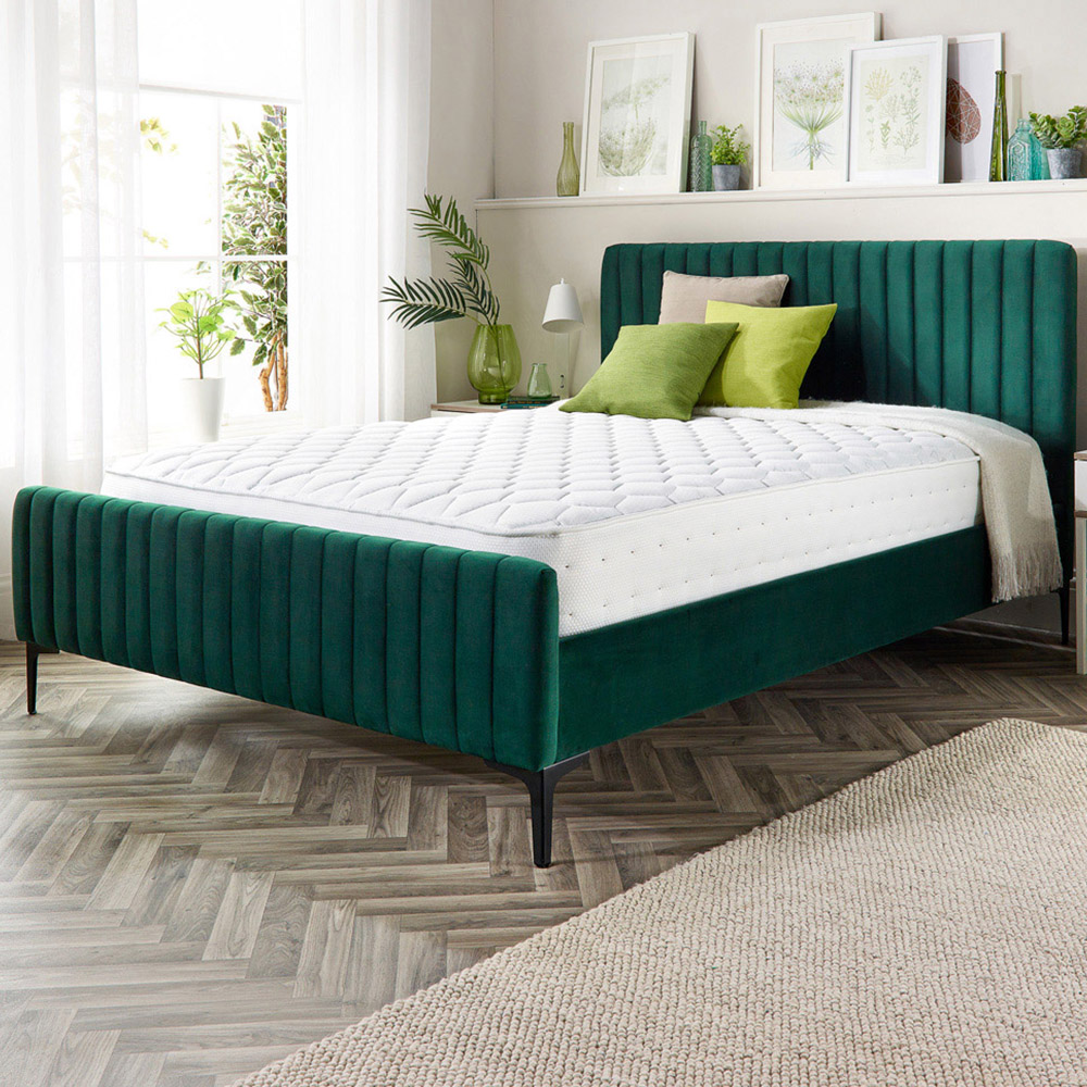 Aspire Furniture Vermont King Size Emerald Green Brushed Velvet Bed Frame Image 1