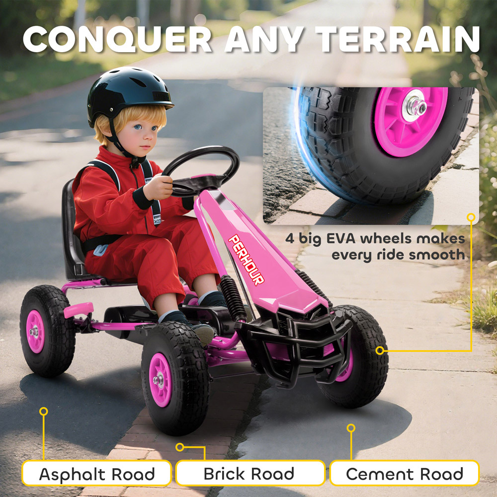 Tommy Toys AIYAPLAY Pink Adjustable Seat Kids Pedal Go Kart with EVA Tyres Image 6