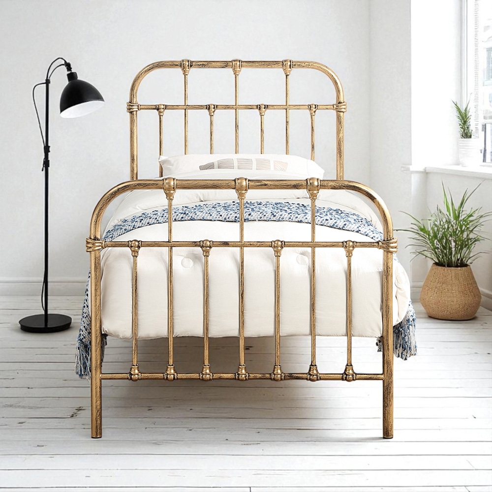 OAT Home Camden Single Antique Brass Effect Metal Bed Image 7