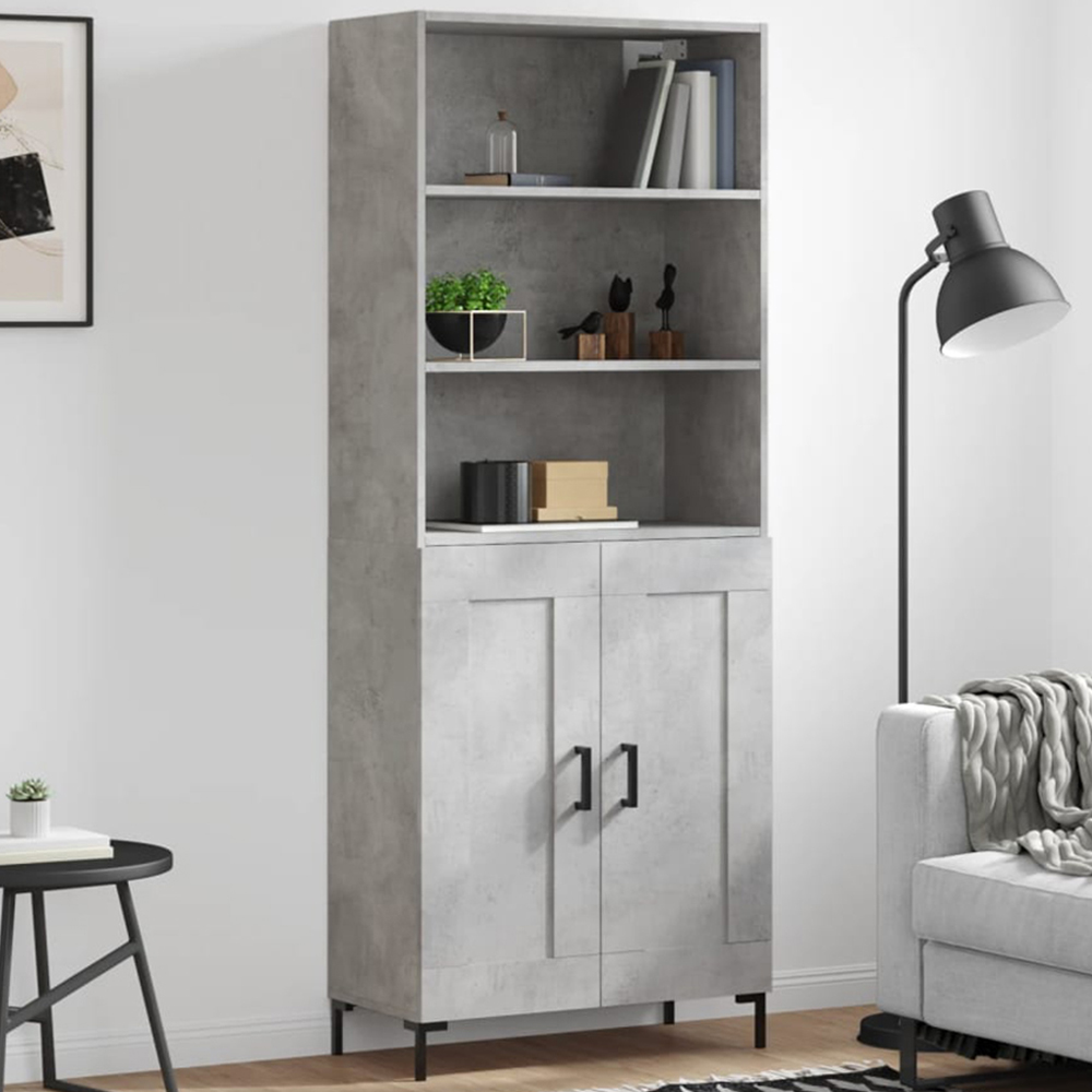 vidaXL 2 Door 3 Shelf Concrete Grey Wooden Cabinet Image 1