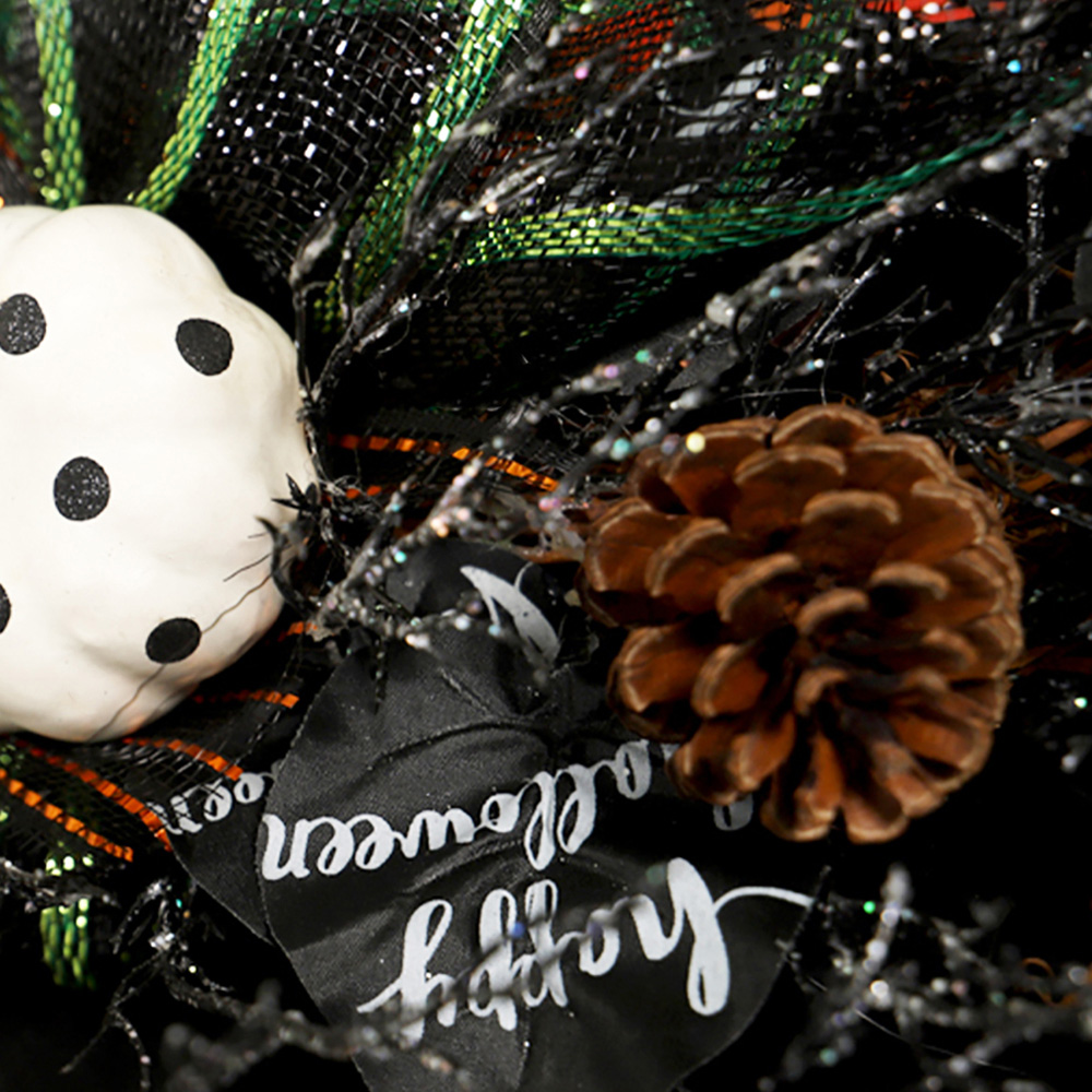 Living and Home Halloween Wreath with Black Bows 40cm Image 8