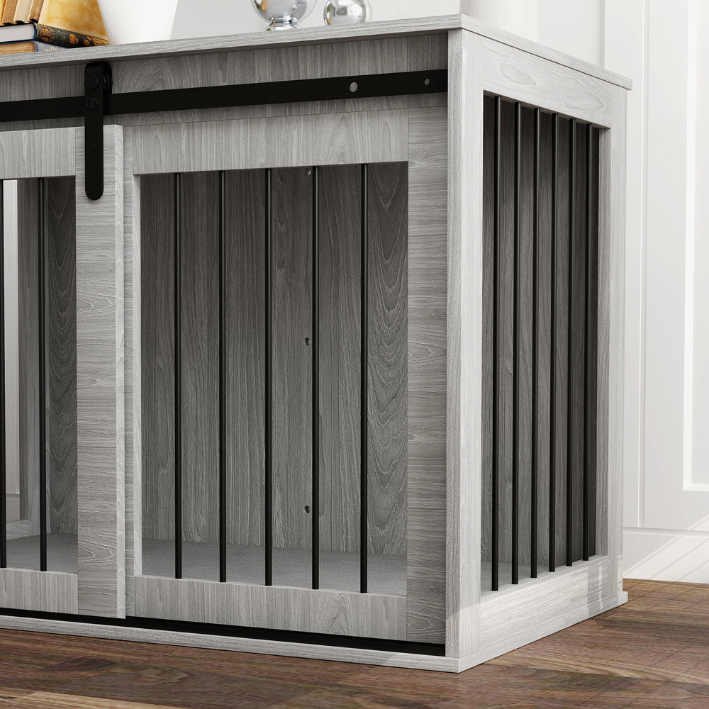 PawHut Grey Large Dog Crate Furniture Side Table Image 3