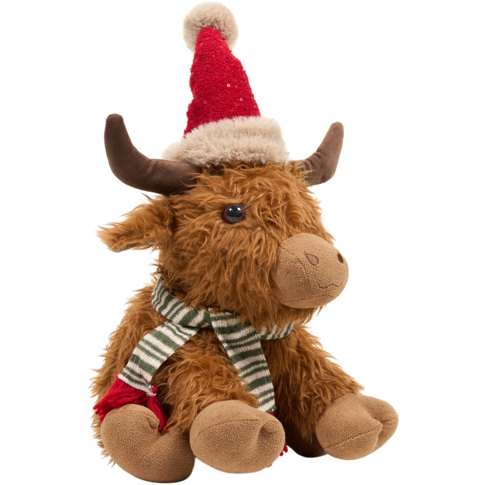 Christmas Sitting Highland Cow Decoration Brown Image 2