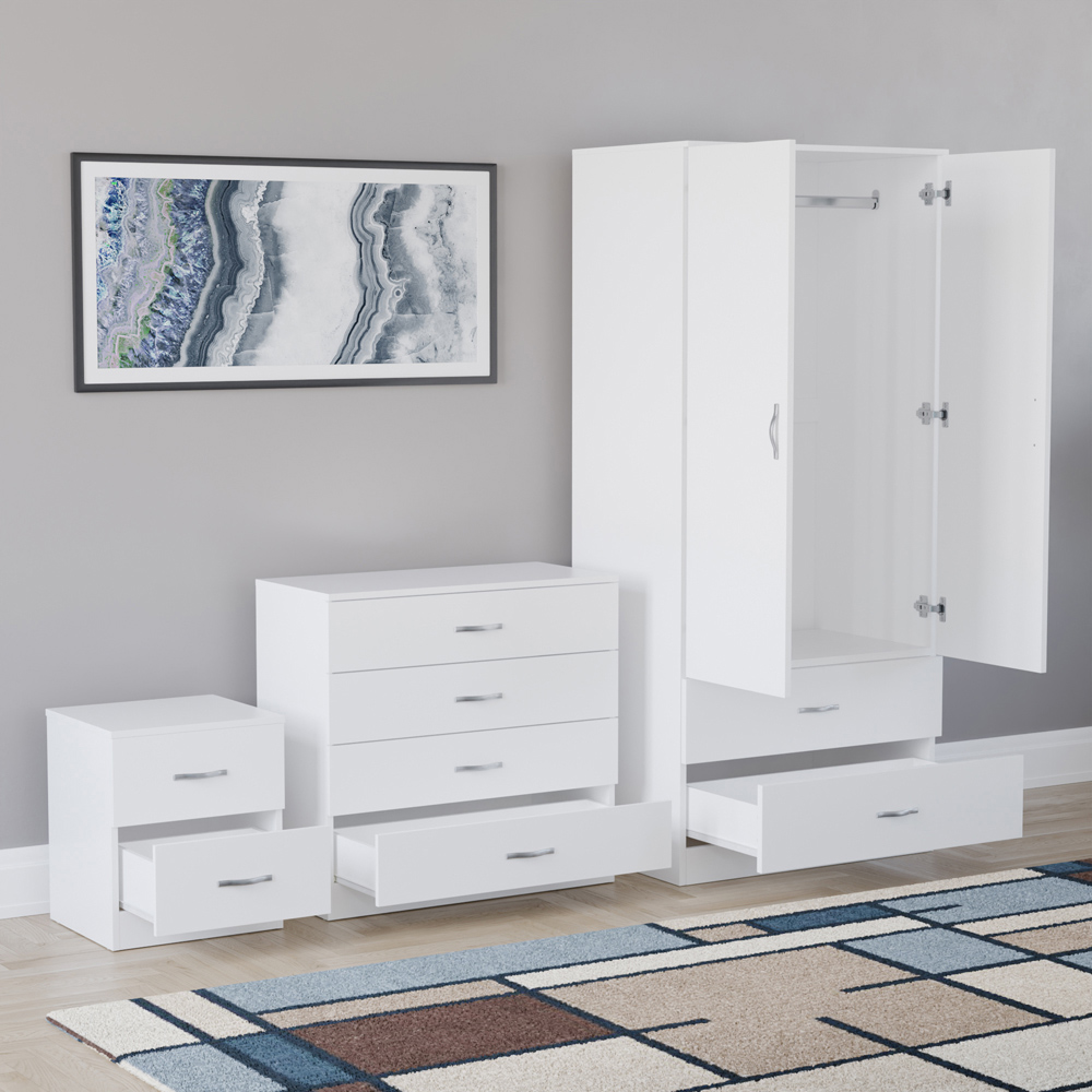 VIDA DESIGNS Riano White 3 Piece Bedroom Furniture Set Image 4