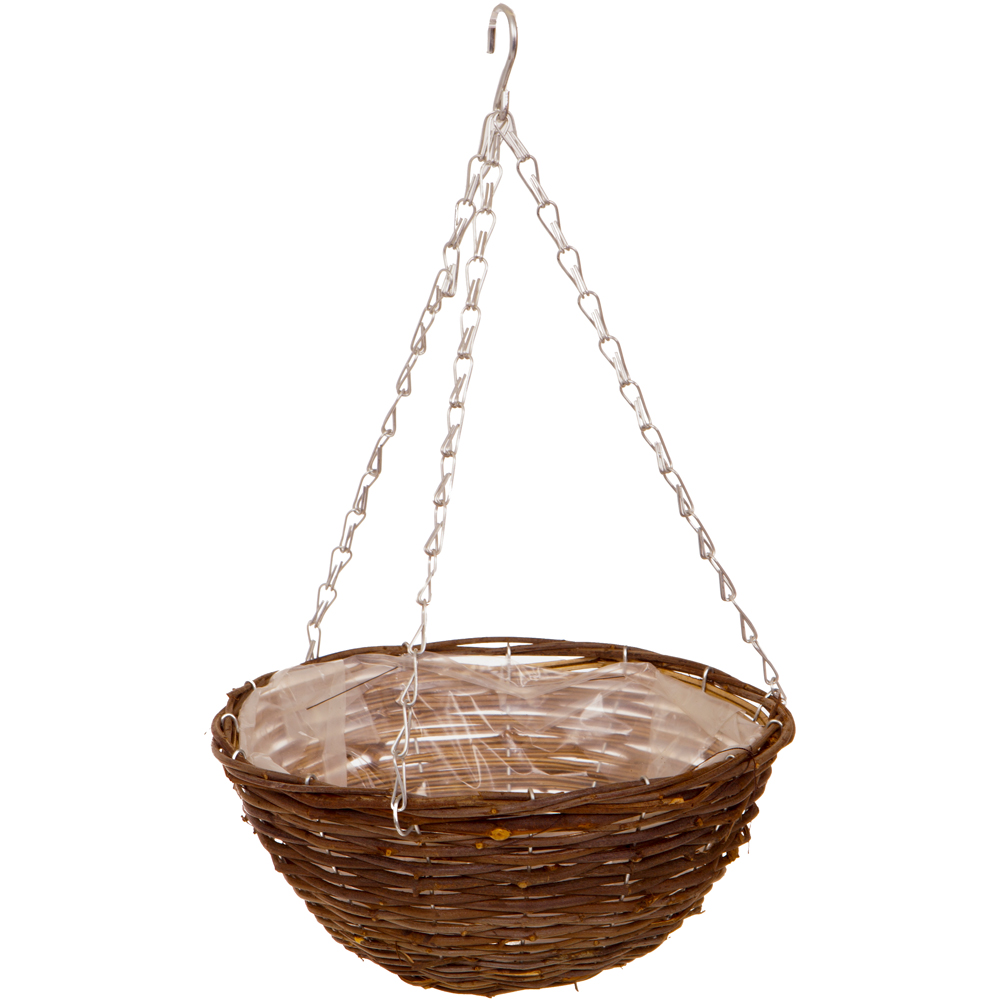 YouGarden Natural Rattan Hanging Basket 35cm 4 Pack Image 2