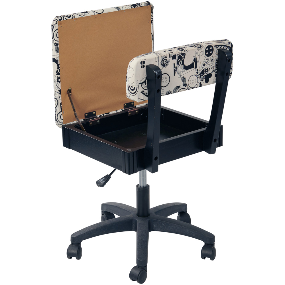 Sewing Online HT2016 Black White Notions Design Hydraulic Sewing Chair with Underseat Storage Image 4