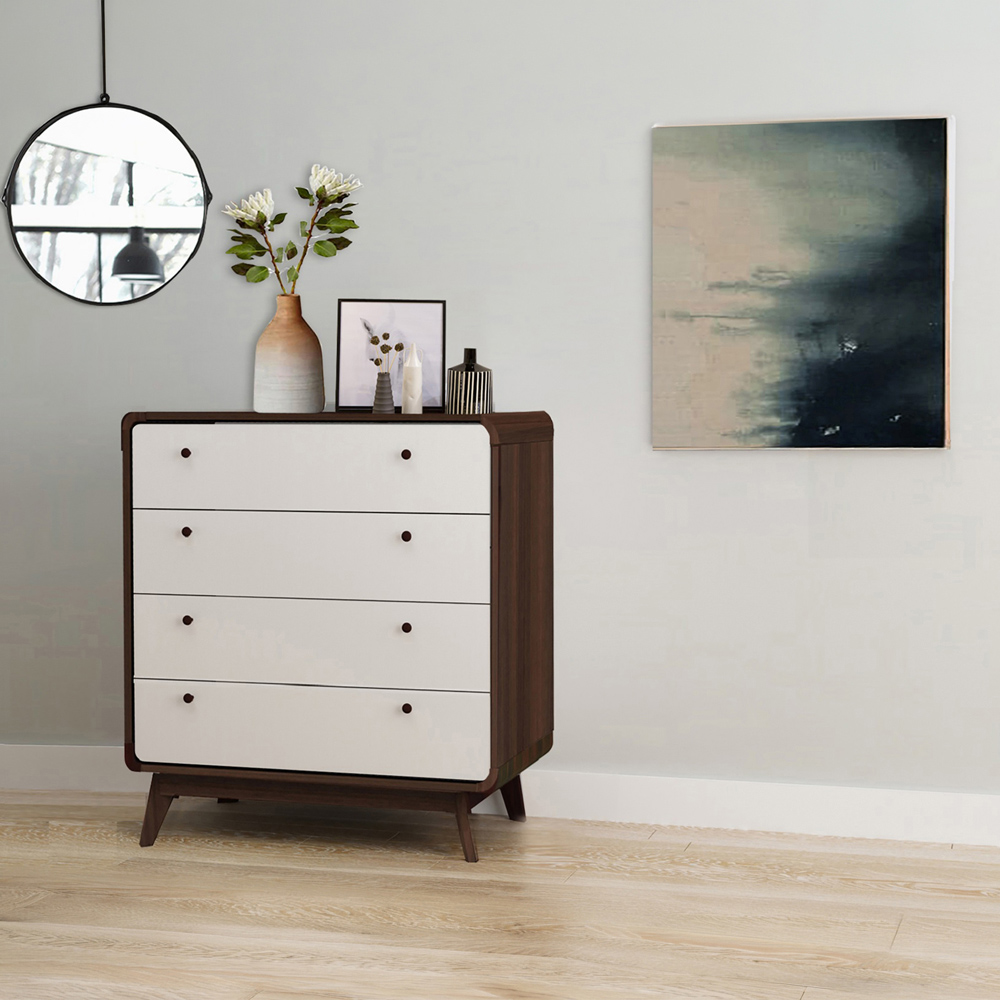 Loft24 Cassie 4 Drawer Walnut and White Chest of Drawers Image 5