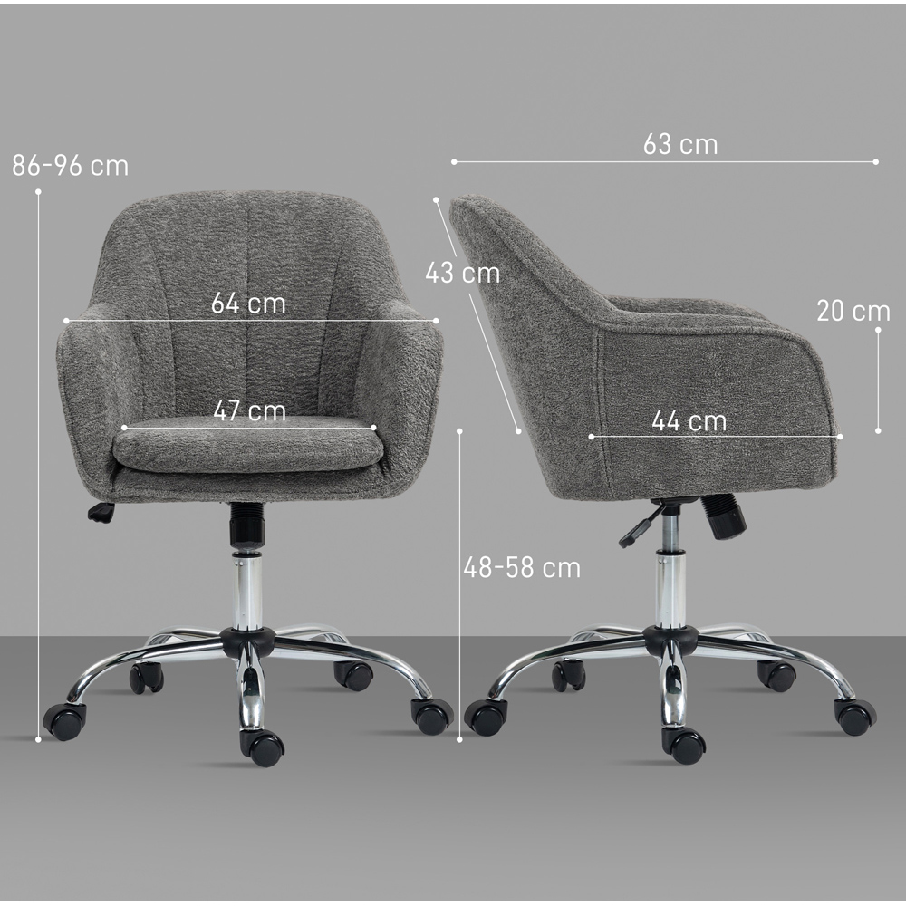 Portland Grey Snow Flannel Height Adjustable Swivel Tub Chair Image 9