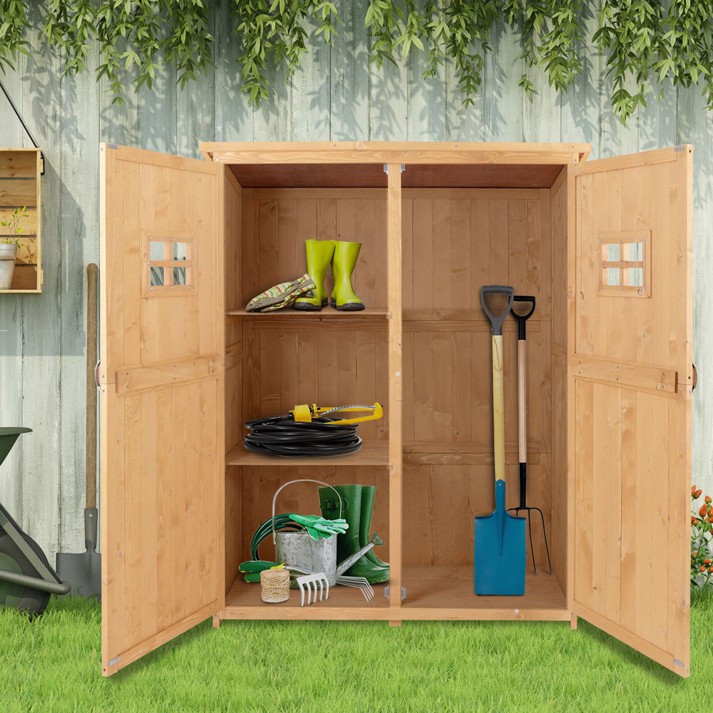 Outsunny 4 x 1.6ft Natural Wooden Pent Garden Shed Image 4