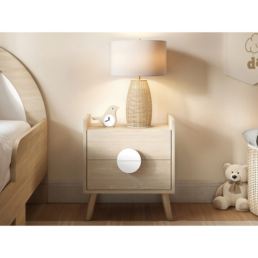 Flair Noah 2 Drawer Oak and White Bedside Table Image 4