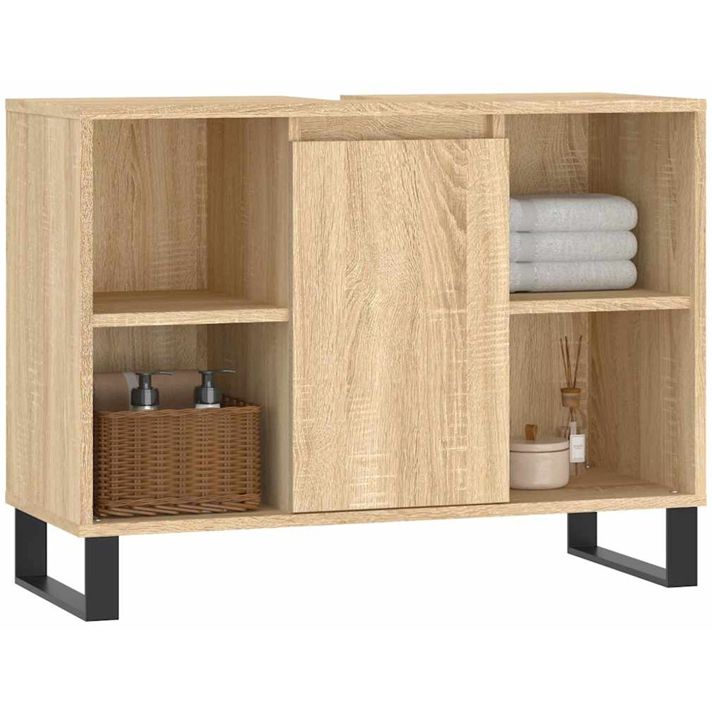 vidaXL Single Door 4 Shelf Sonoma Oak Bathroom Cabinet Image 3