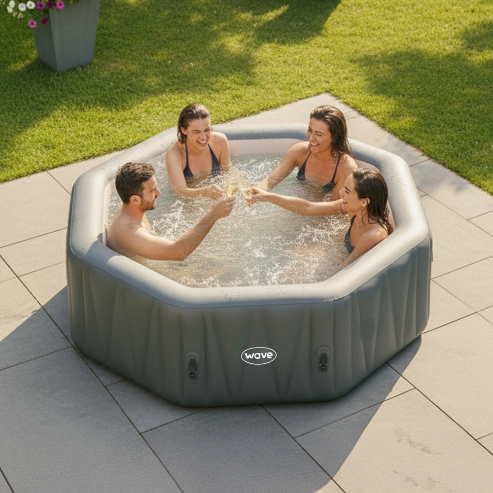 Wave Aegean 6 Person Dark Grey Octagonal Inflatable Hot Tub with EnergySave Bundle Image 4