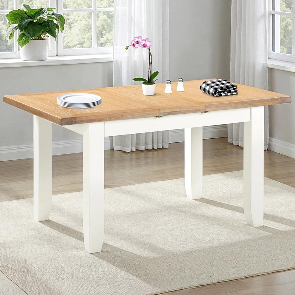 Seconique Windsor 8 Seater 120-150cm Extending Dining Table Ivory and Oak Image 1