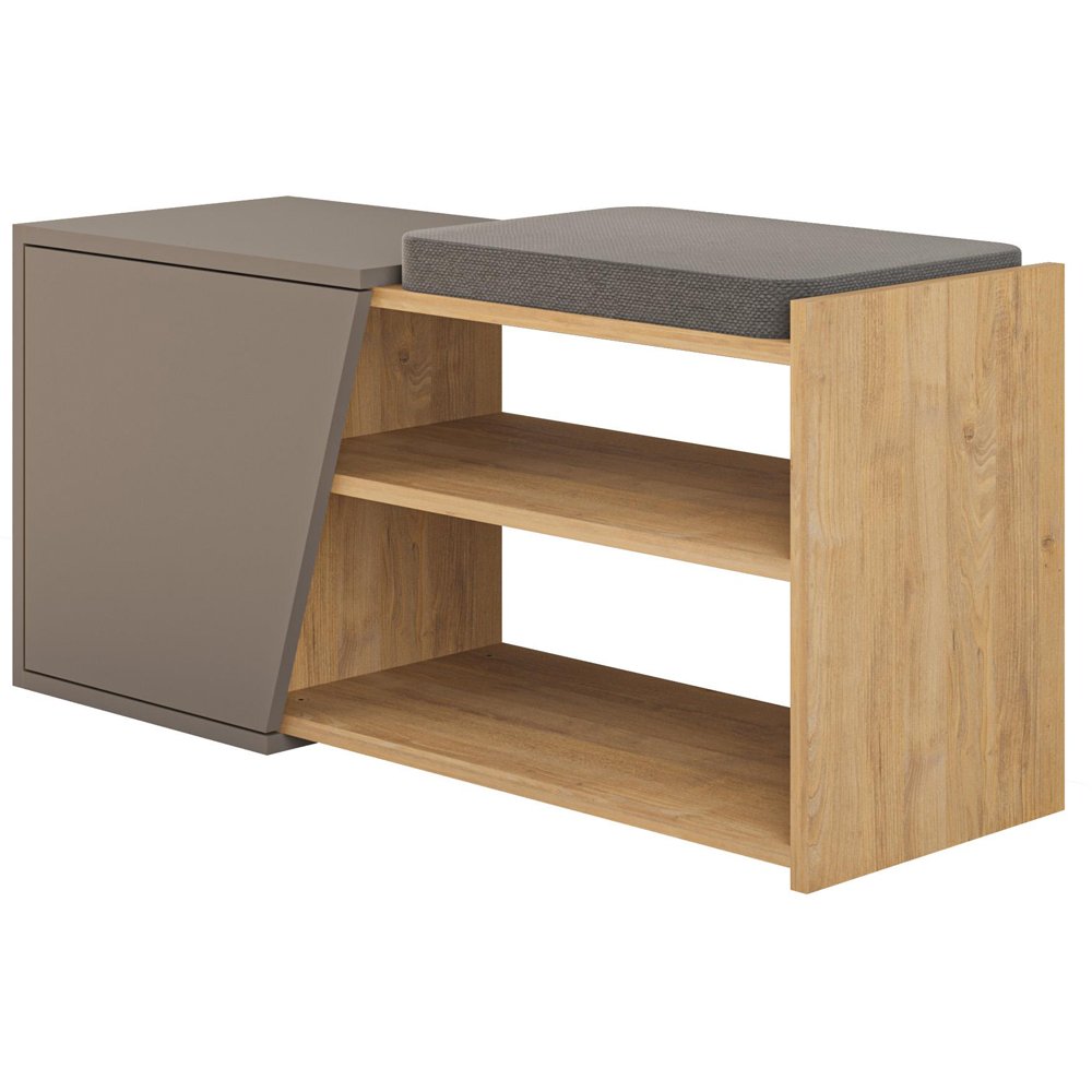 Decortie Fiona Mocha Grey and Oak Entryway Shoe Bench Storage Image 2