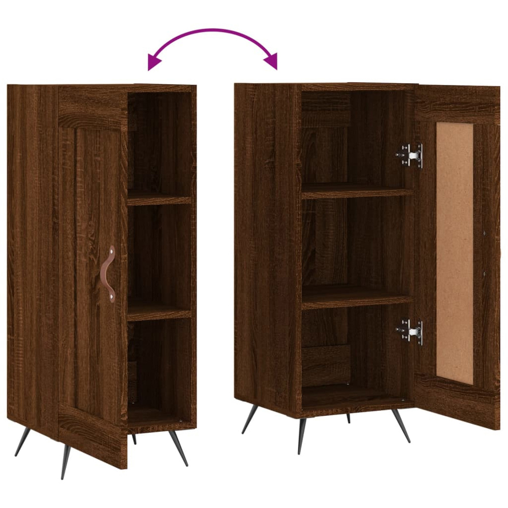 vidaXL Single Door Brown Oak Sideboard Image 9