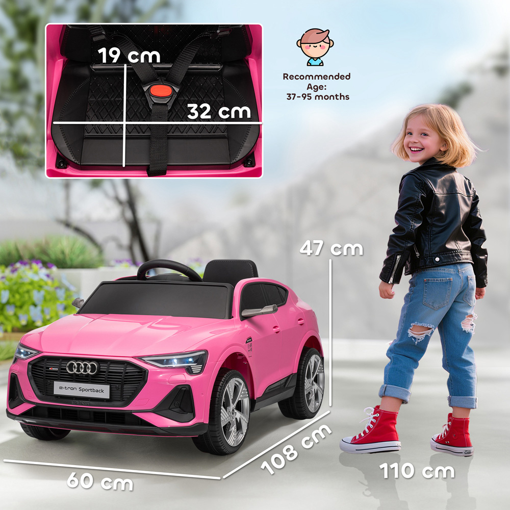 Tommy Toys Audi E-tron Pink Kids Electric Ride On Car 12V Image 9