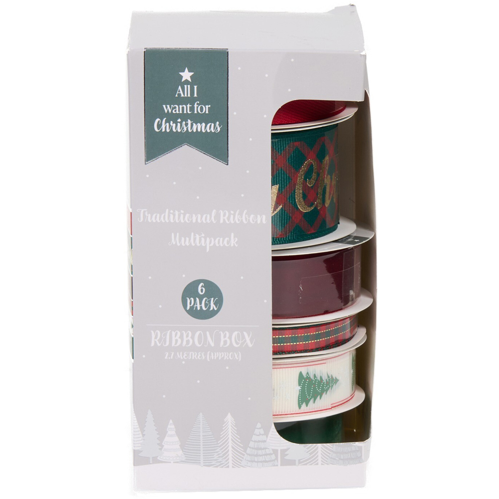 Pack of 6 Traditional Festive Ribbons Image 2