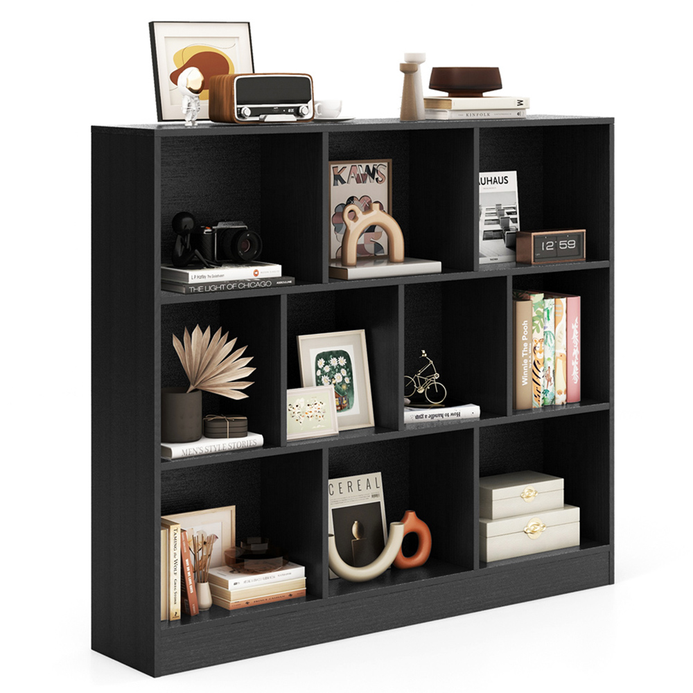 Costway 10 Cube Black Bookshelf Image 3