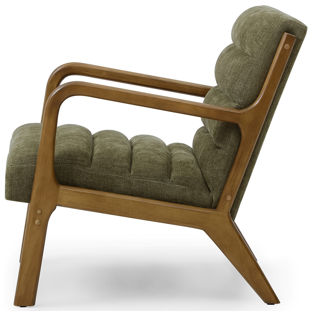 Otis Olive and Brown Chenille Static Ribbed Armchair Image 3
