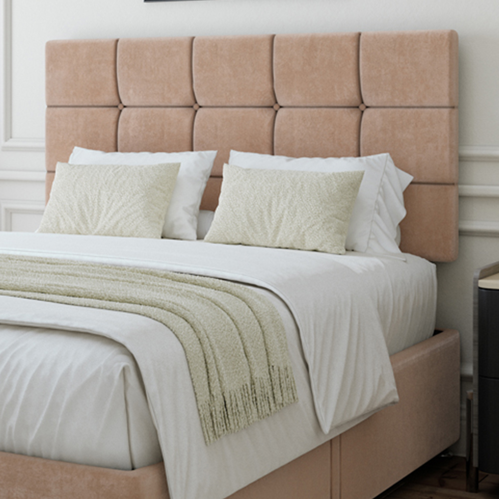 Bedmaster Super King Size Mink Naples Velvet 2 Drawer Divan Base with Pearl Headboard Image 2