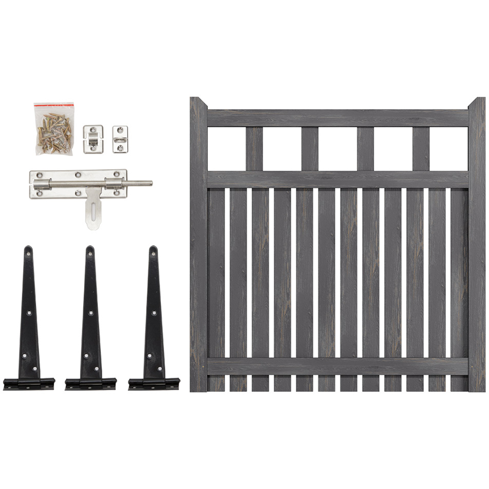 Living and Home Grey Wooden Garden Fence Door 120 x 120cm Image 4