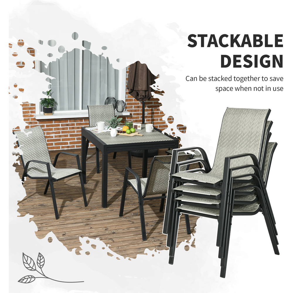 Outsunny Set of 4 Mixed Grey Rattan Chair Image 6