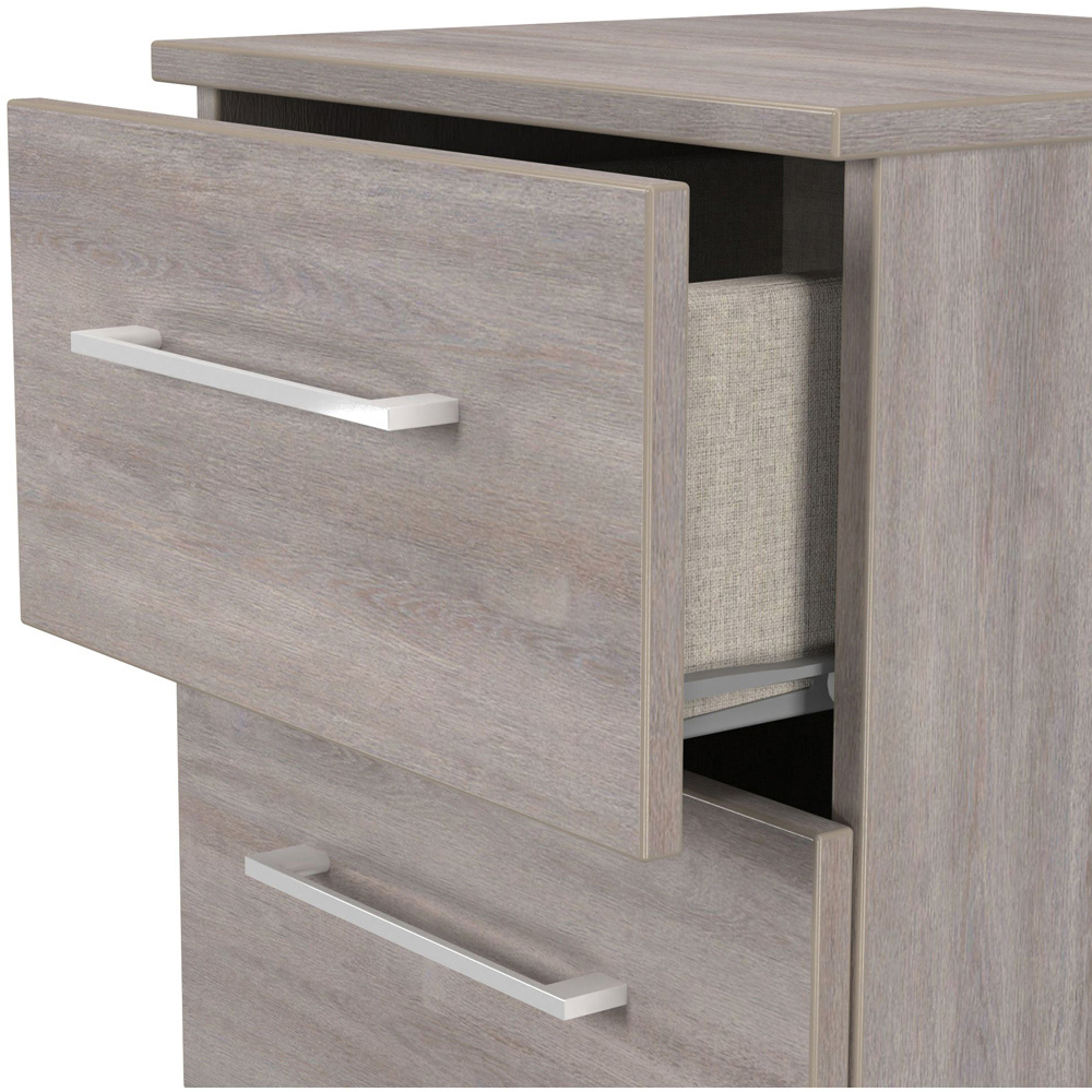 Crowndale Worcester 3 Drawer Grey Oak Bedside Cabinet Ready Assembled Image 5