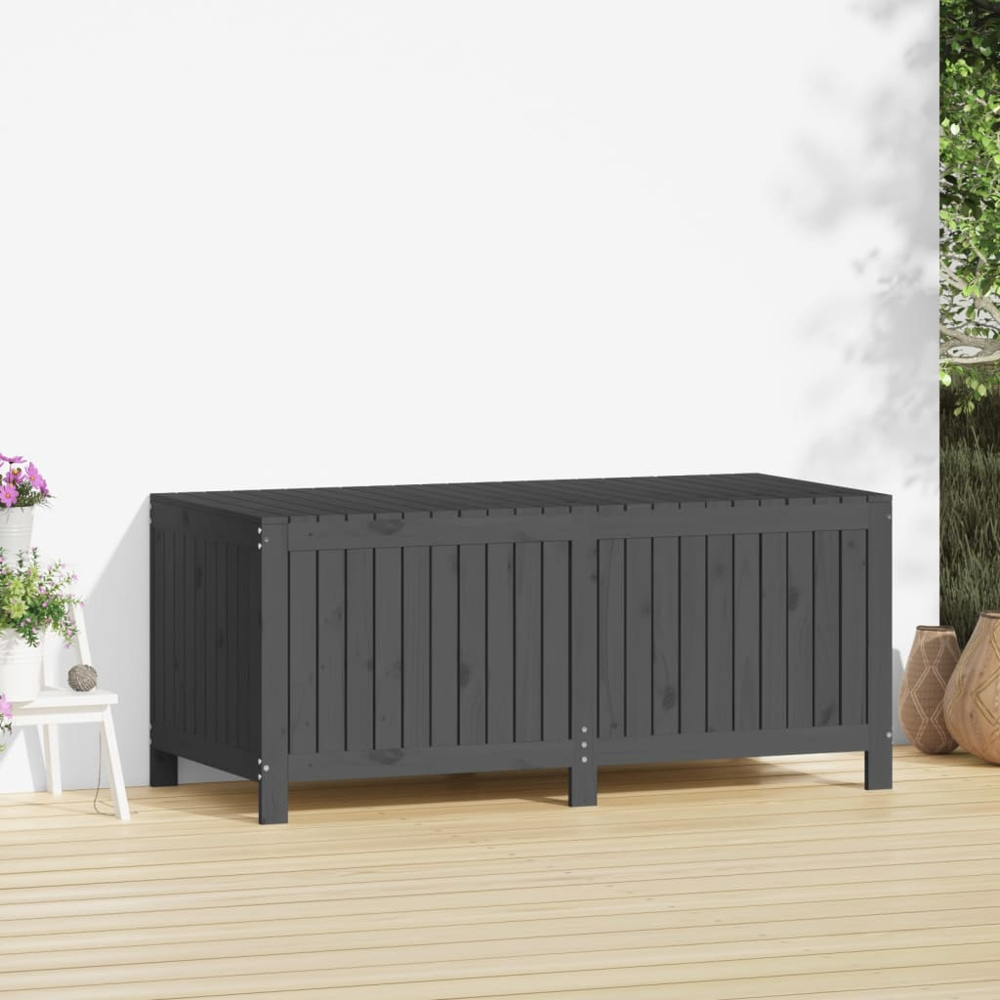 vidaXL 64 x 147 x 68cm Grey Pine Wood Garden Storage Box Image 2