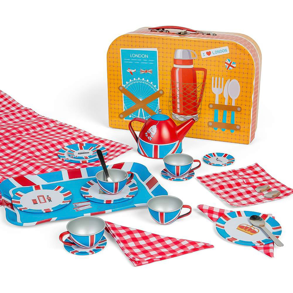 Bigjigs Toys Kids Wooden London Tin Tea Playset Image 8