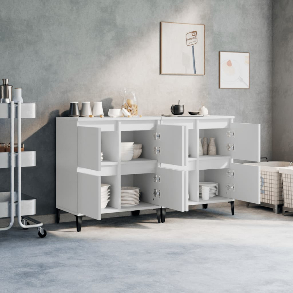 vidaXL 4 Door White Sideboard 2 Piece Image 9
